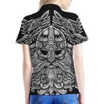 Black And White Odin With Wolfs Print Women's Polo Shirt