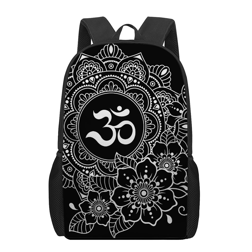 Black And White Om Print 17 Inch Backpack