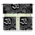 Black And White Om Print 3 Piece Kitchen Curtains