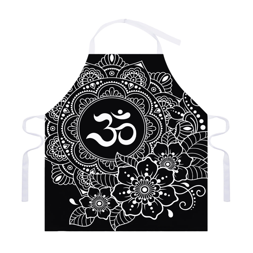 Black And White Om Print Adjustable Apron
