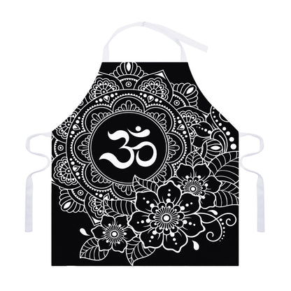 Black And White Om Print Adjustable Apron