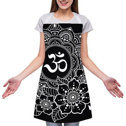 Black And White Om Print Adjustable Apron