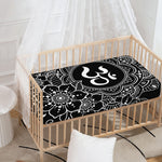Black And White Om Print Baby Crib Sheet