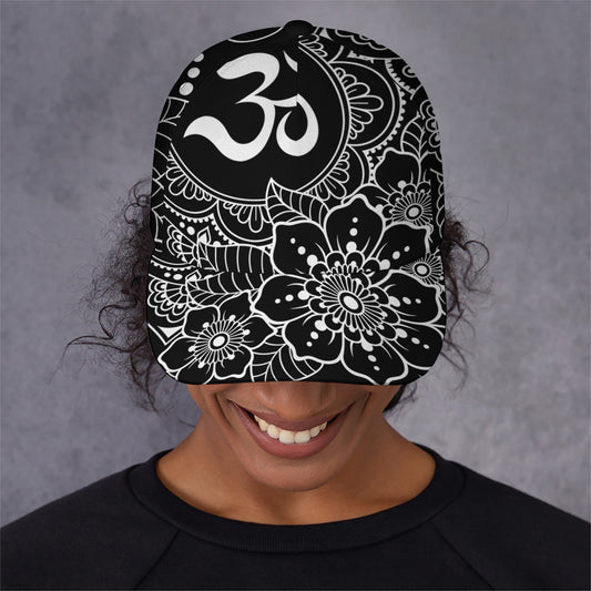 Black And White Om Print Baseball Cap