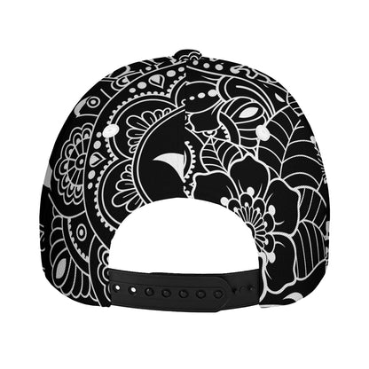 Black And White Om Print Baseball Cap