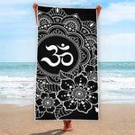 Black And White Om Print Beach Towel