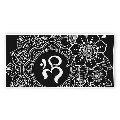 Black And White Om Print Beach Towel