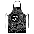 Black And White Om Print Bib Apron With Pocket