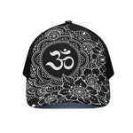 Black And White Om Print Black Mesh Trucker Cap