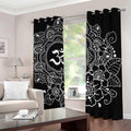 Black And White Om Print Dimout Grommet Curtains