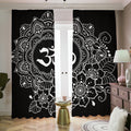 Black And White Om Print Dimout Pencil Pleat Curtains