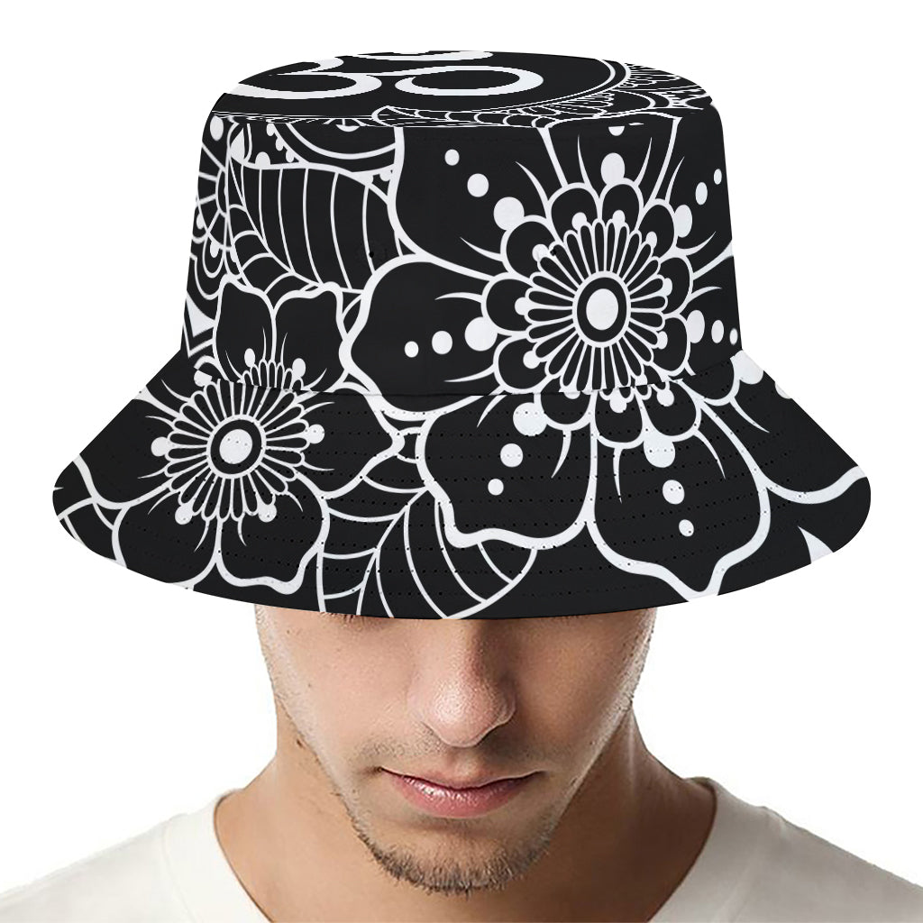 Black And White Om Print Bucket Hat