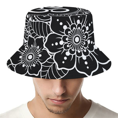 Black And White Om Print Bucket Hat