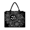 Black And White Om Print Canvas Tote Bag