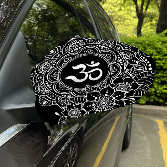 Black And White Om Print Car Side Mirror Covers
