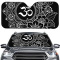 Black And White Om Print Car Windshield Sun Shade