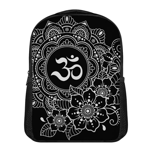 Black And White Om Print Casual Backpack