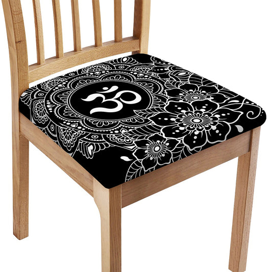 Black And White Om Print Chair Cushion Cover