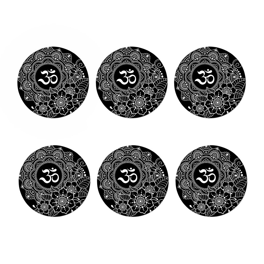 Black And White Om Print Coaster Set