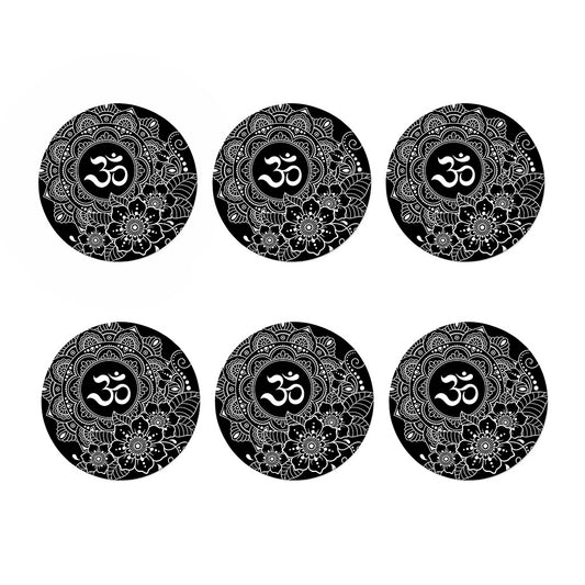 Black And White Om Print Coaster Set