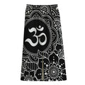 Black And White Om Print Cotton Front Slit Maxi Skirt