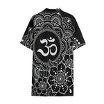 Black And White Om Print Cotton Hawaiian Shirt