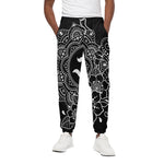 Black And White Om Print Cotton Pants