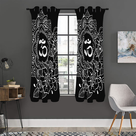 Black And White Om Print Curtain
