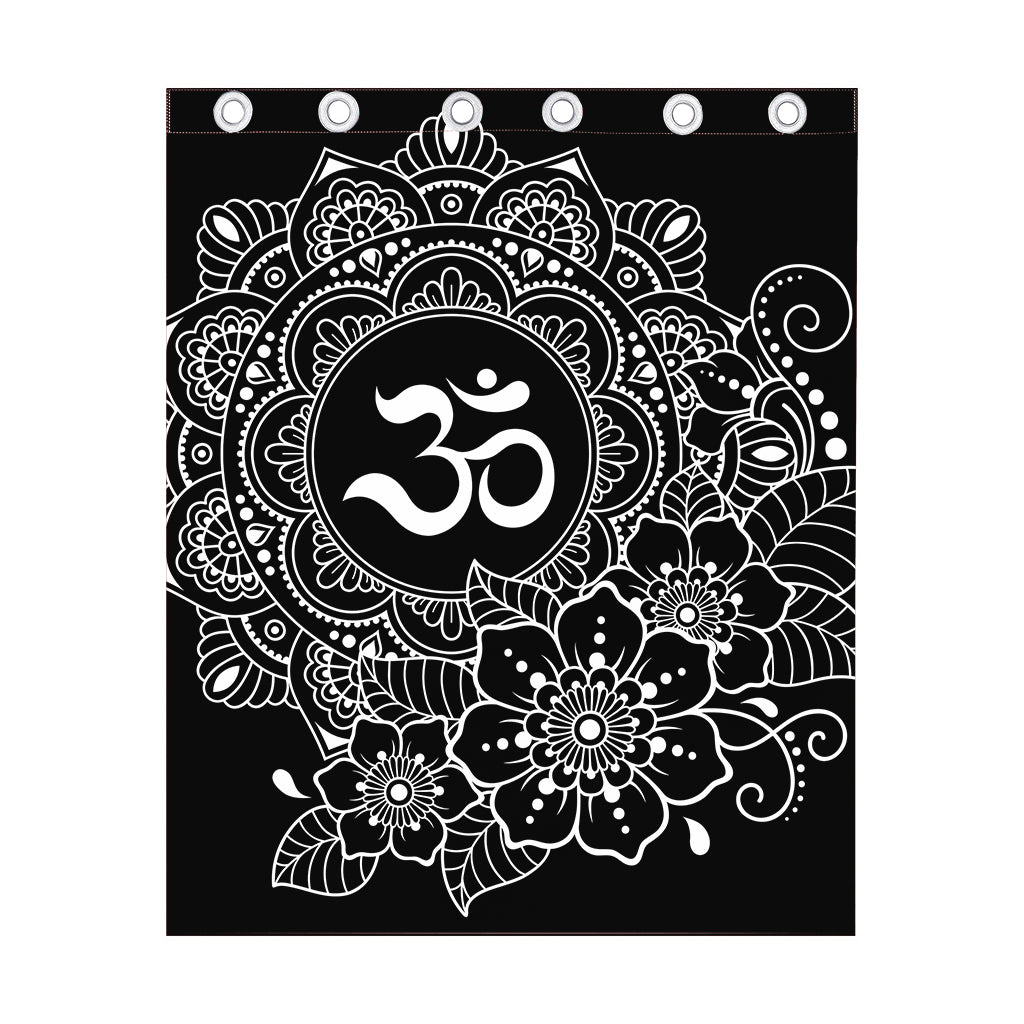 Black And White Om Print Curtain