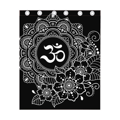 Black And White Om Print Curtain
