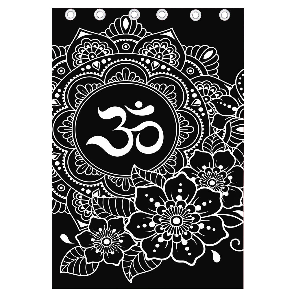 Black And White Om Print Curtain
