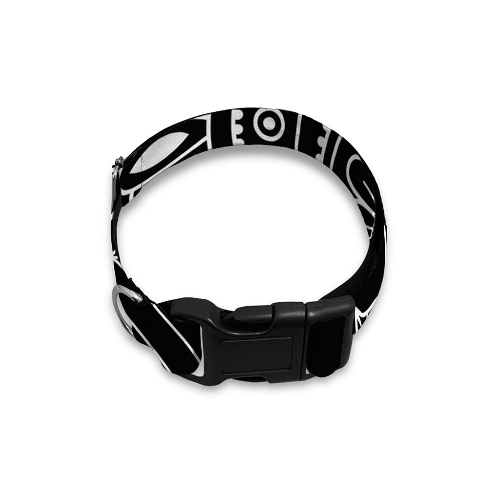Black And White Om Print Dog Collar