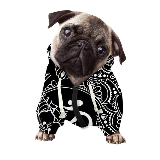 Black And White Om Print Dog Zip Up Hoodie