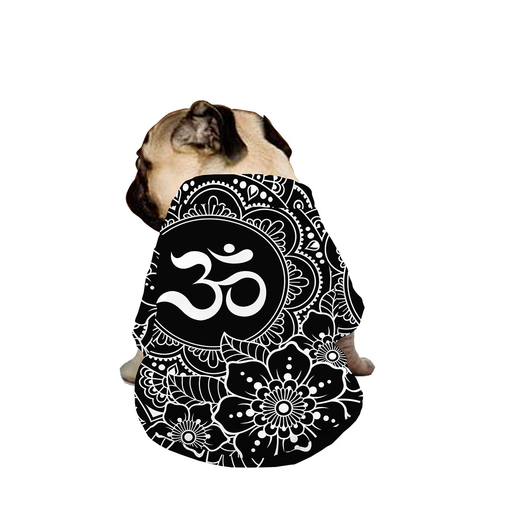 Black And White Om Print Dog Zip Up Jacket