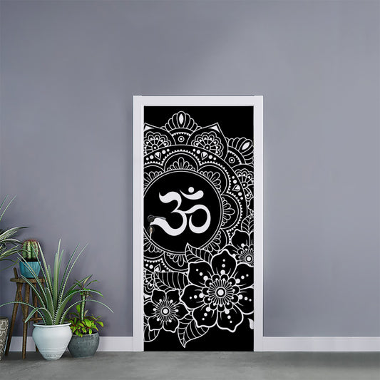 Black And White Om Print Door Sticker