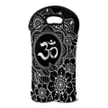 Black And White Om Print Double Neoprene Wine Tote