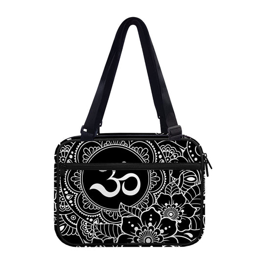 Black And White Om Print Double Strap Bible Bag