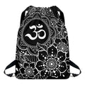 Black And White Om Print Drawstring Backpack
