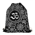 Black And White Om Print Drawstring Bag