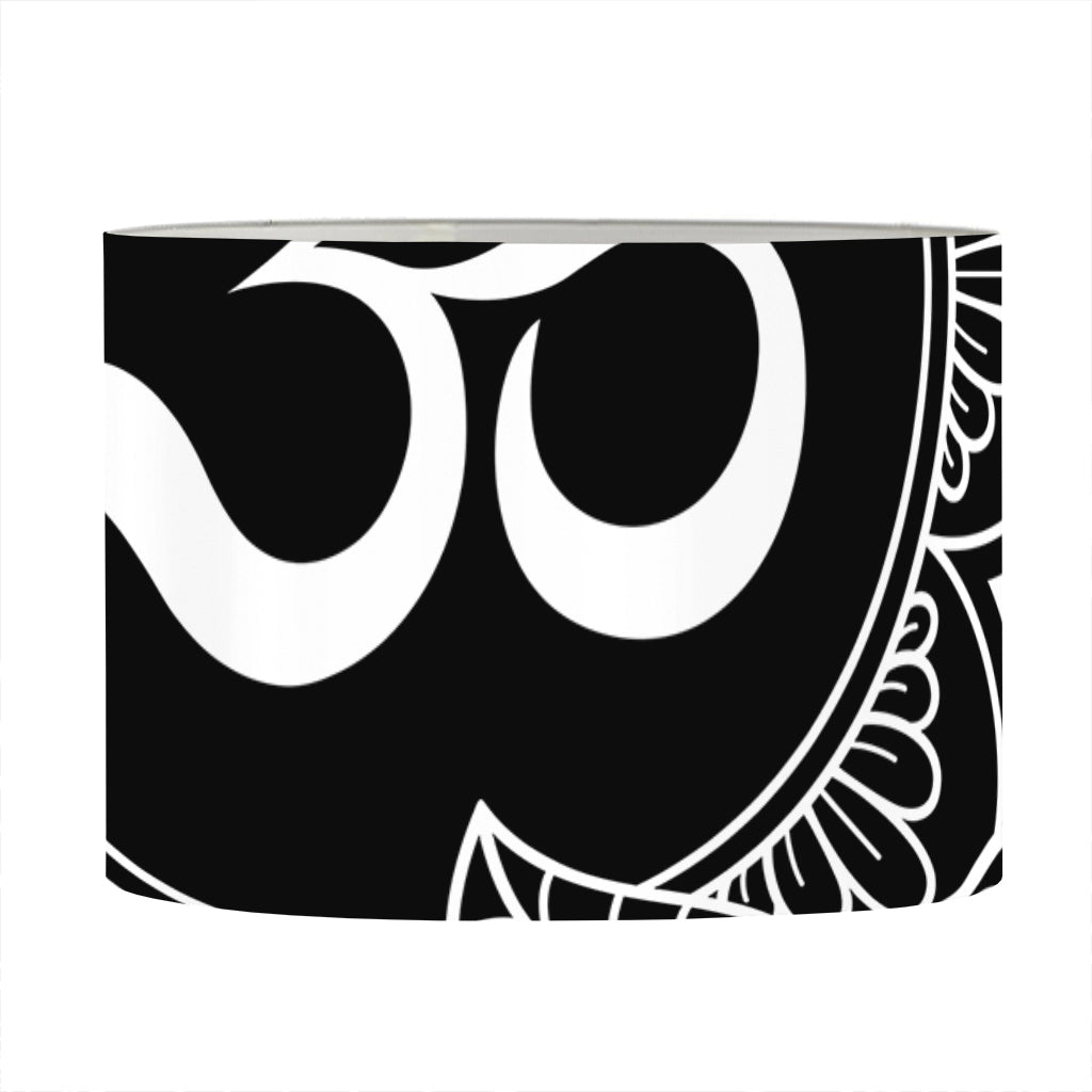 Black And White Om Print Drum Lamp Shade