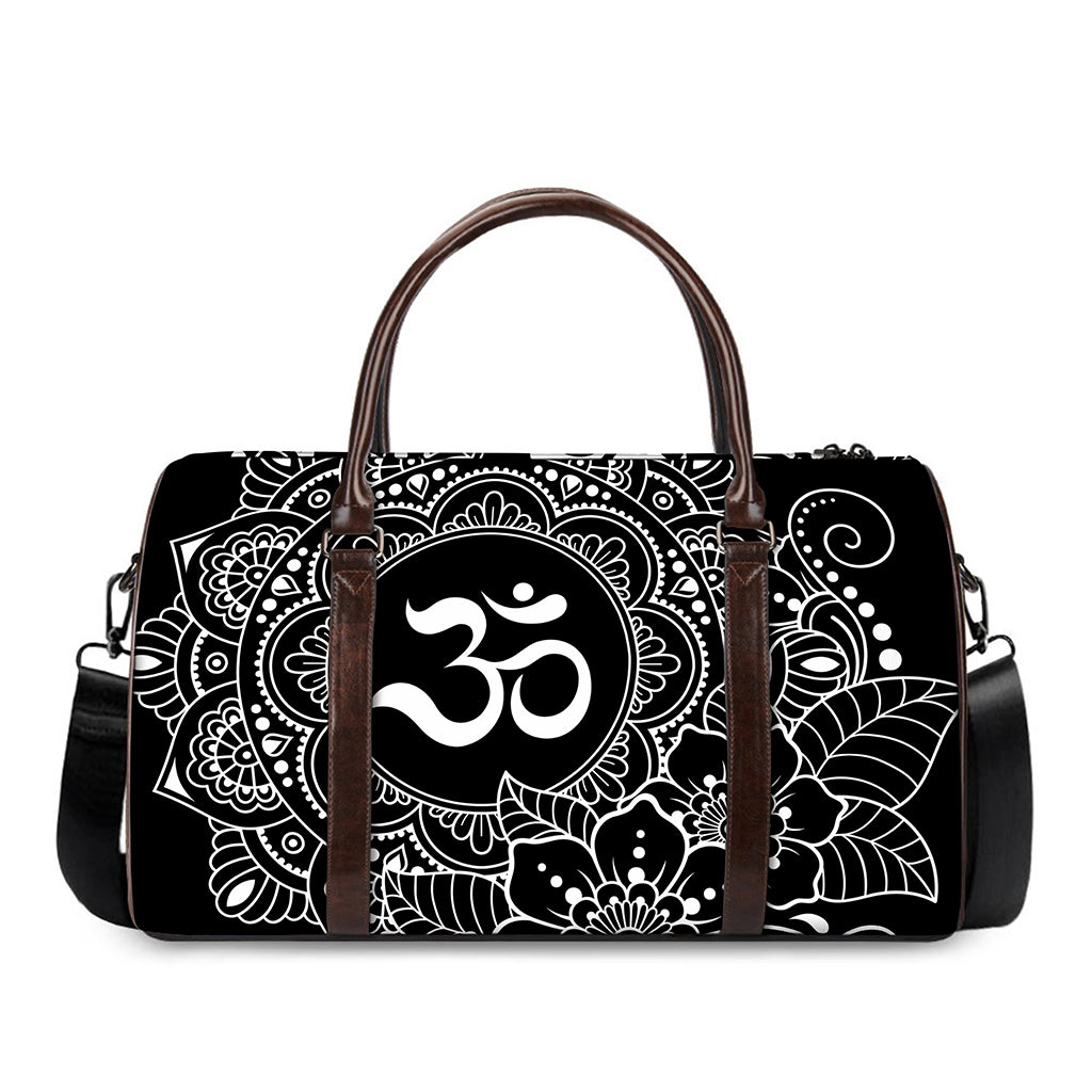 Black And White Om Print Duffle Bag