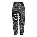 Black And White Om Print Fleece Lined Knit Pants