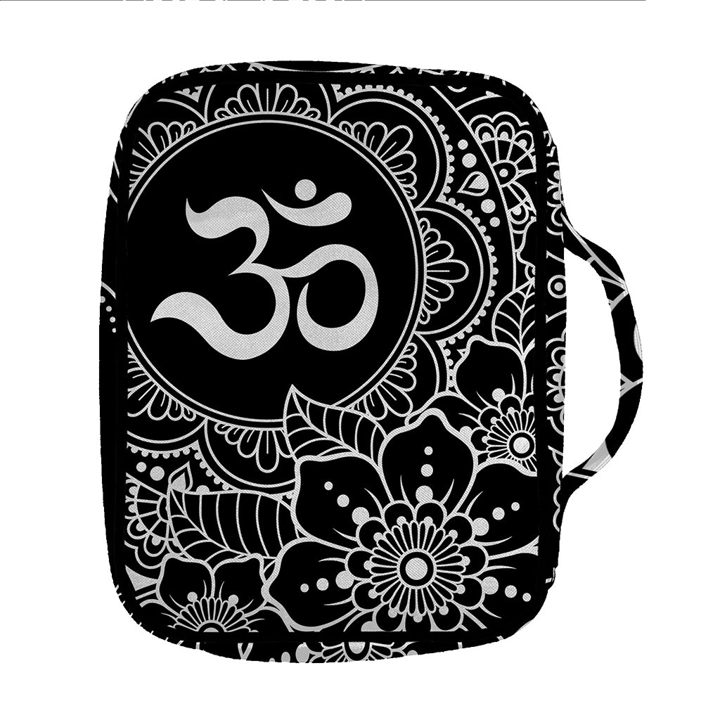 Black And White Om Print Front Pocket Bible Bag