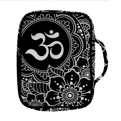 Black And White Om Print Front Pocket Bible Bag