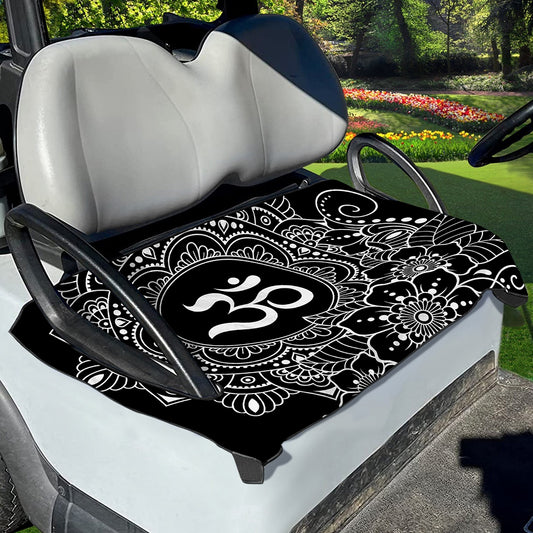Black And White Om Print Golf Cart Seat Cover