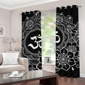 Black And White Om Print Grommet Curtains