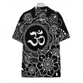 Black And White Om Print Hawaiian Shirt