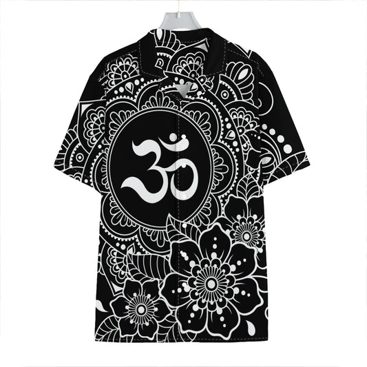 Black And White Om Print Hawaiian Shirt