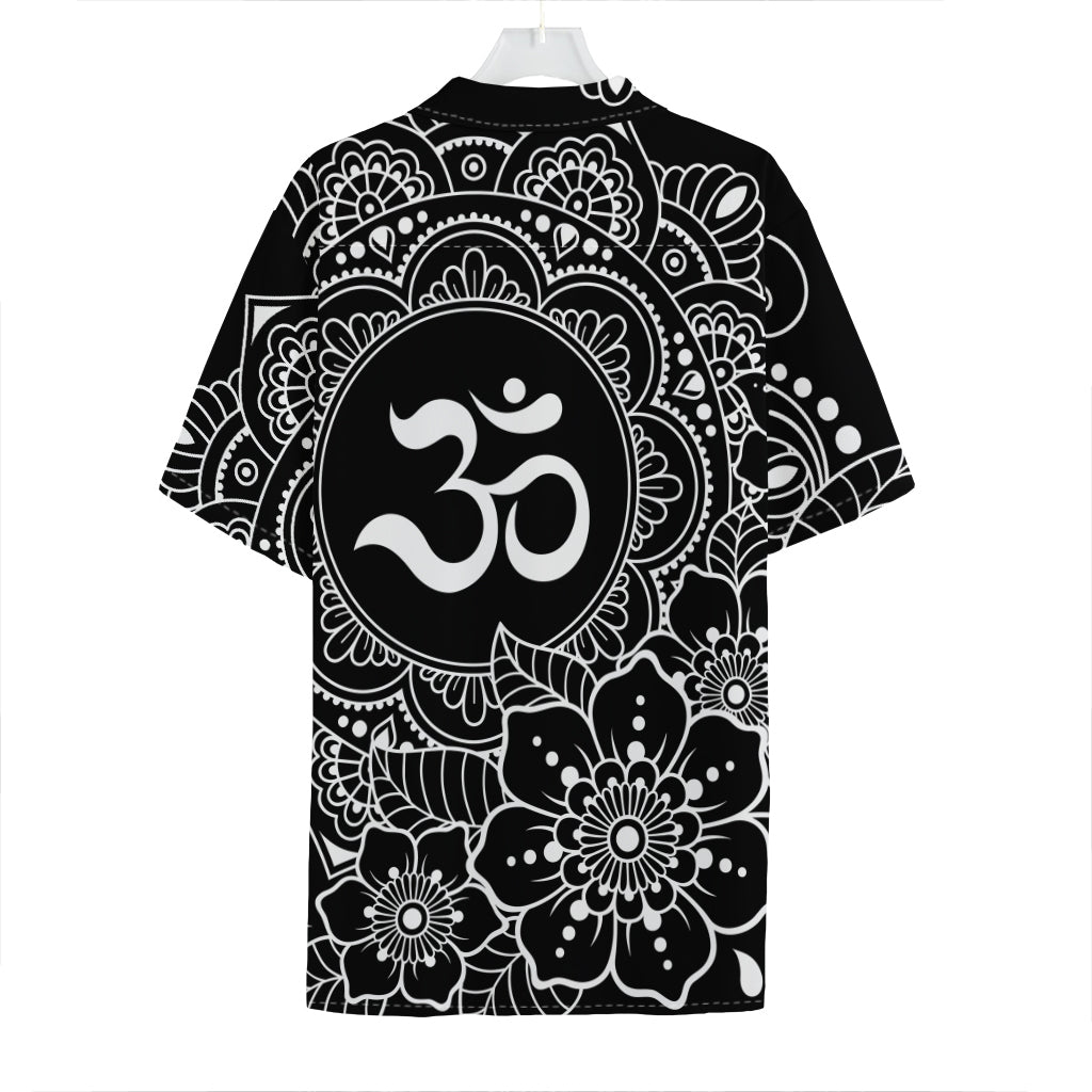 Black And White Om Print Hawaiian Shirt