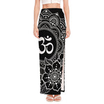 Black And White Om Print High Slit Maxi Skirt